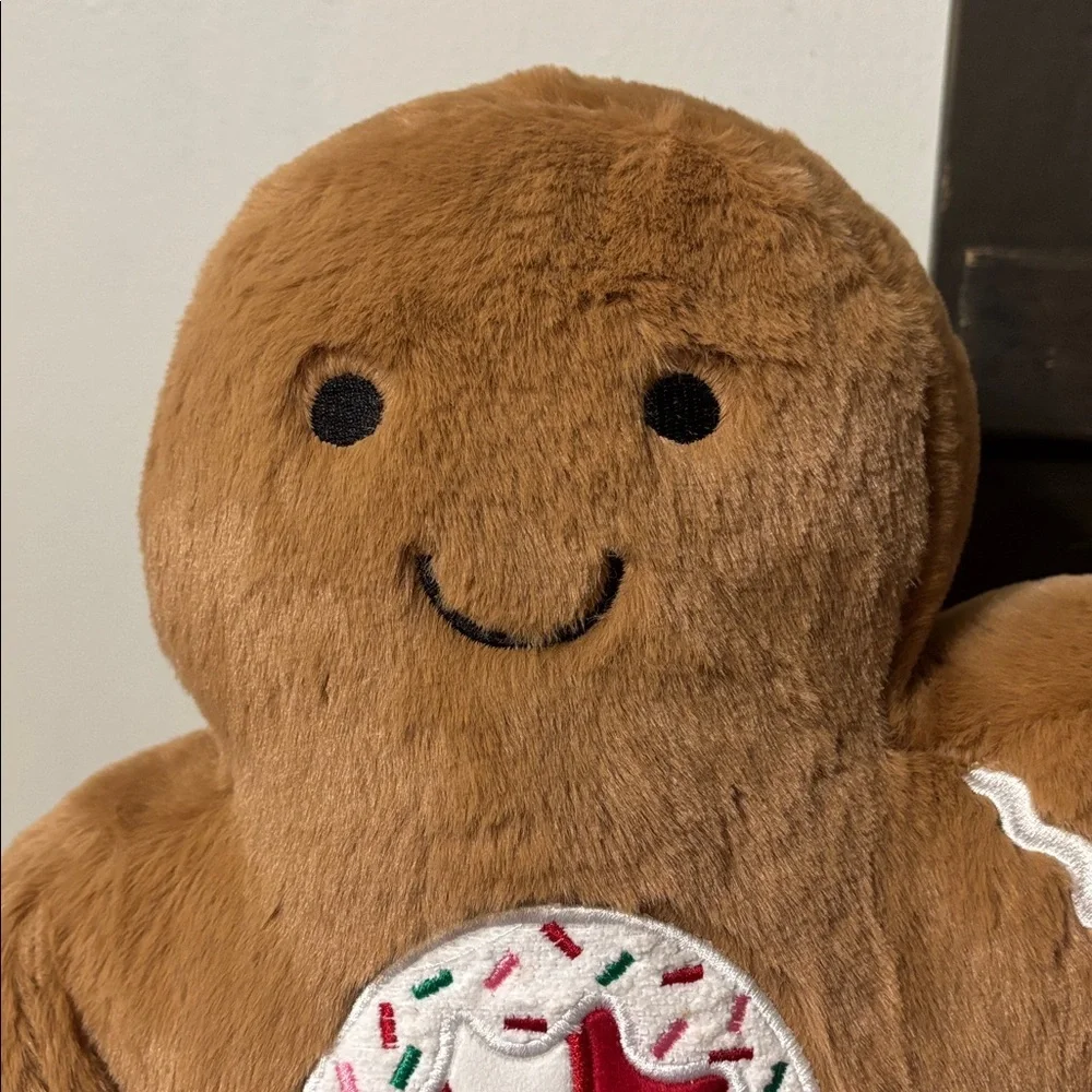 NEW Martha Stewart FAUX FUR Gingerbread MAN Candy Cane Christmas Pillow